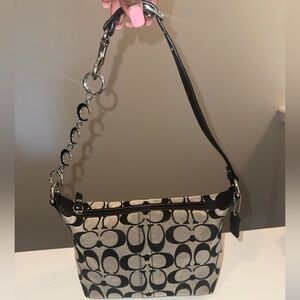 Coach Mini Black and Gray Signature Shoulder Bag